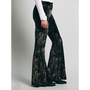 Flared Velour Paisley Pants